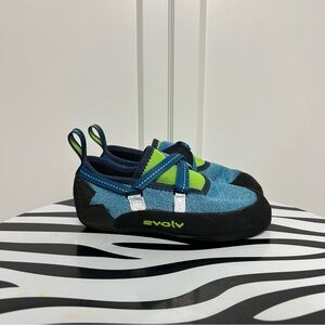 Evolv venga kids blue green rock climbing shoes